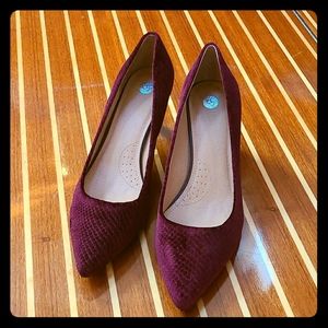 CP maroon velvet low heels